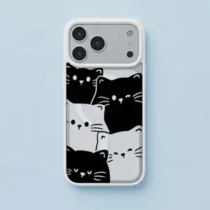 Adorable Black & White Squishy Cat Gang Phone Case for iPhone17/16/15/14/13/12/X/PRO/PLUS Samsung(S22-S25) Matte Magnetic Phone Case Smartphone iphone 15 pro max case iphone 16 pro max cases BOBOMKL1259003