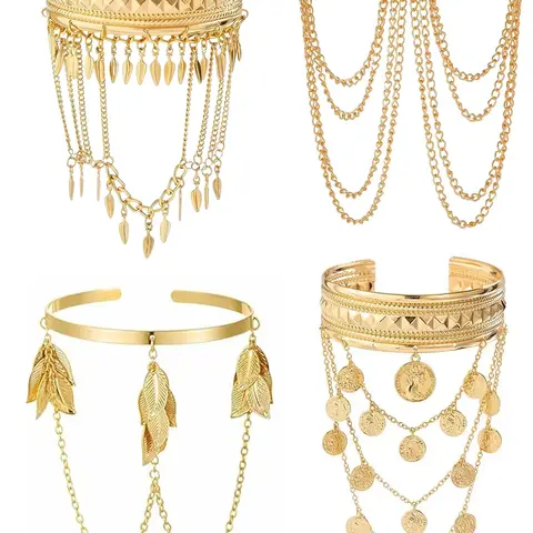 Women's 4-Piece Arm Cuff Set, Upper Arm Cuff Bangle Band, Adjustable Armlet Bracelet, Stylish Accessory for Everyday Wear, Trendy Fashionable Casual Accessories, Trendy Jewelry, Fashionable Bangles