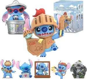 MINISO Disney Stitch City Adventure Series Figurine, Creative Desktop Ornament, Animated Character Replica, Collectible Decoration, Birthday Gift（1pc Random）