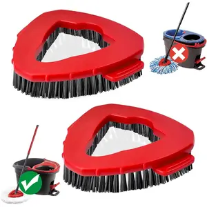 2 Pack Spin Mop Scrub Brush Replacement Heads, Hard Bristle Floor Scrubber Attachments for 1-Tank Spin Mop System, Tile, Tub, Bathroom, Kitchen, Grout and Deep Cleaning