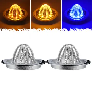 Partsam 2pcs 3.5" Dual Color Amber/Blue 16LED Car Watermelon Lights With Chrome Bezel