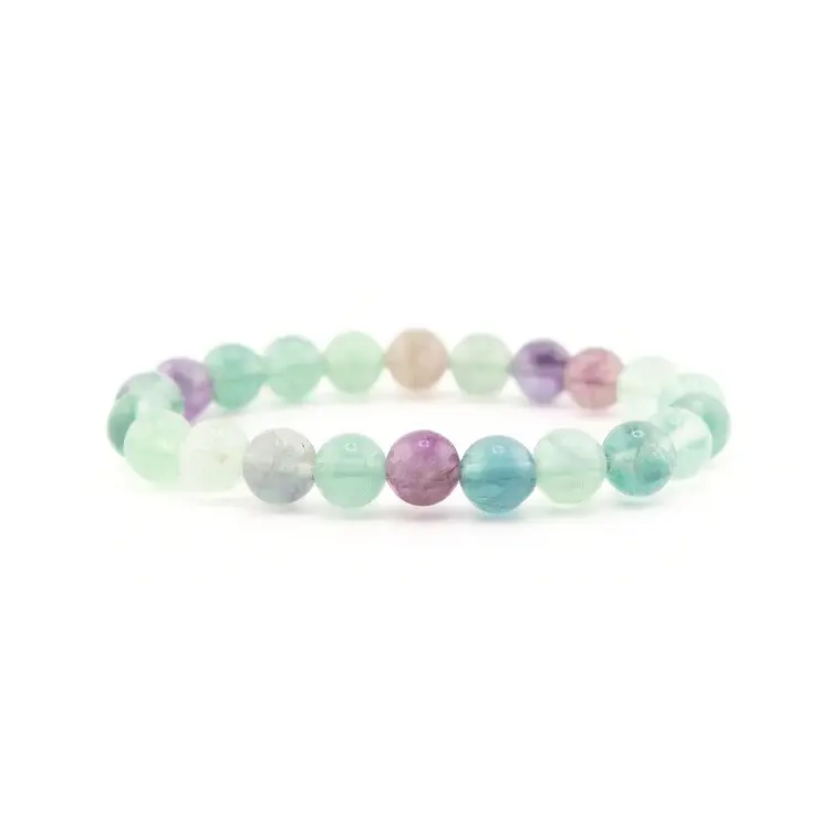 Quantum Charged Bracelet with Rainbow Fluorite Beads for Energy Healing and Versatile Everyday Wear