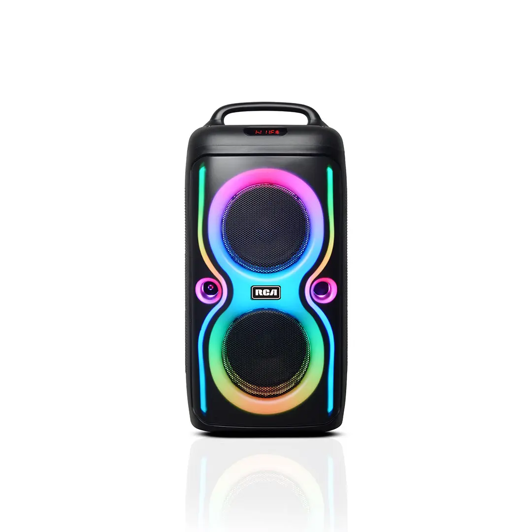 RCA STAGE-66 Double 6.5" Bluetooth Speaker with Mic, Remote & Disco LED Light