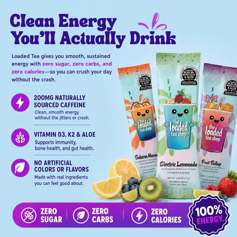 The Loaded Tea Shop Energy Drink Mix Sticks, Founder’s Favorites 5 Pack ...
