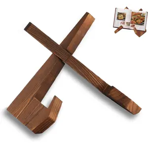 Wooden Cookbook Stand Recipe Book Holder Multifunctional Display for Kitchen Counter Decor
