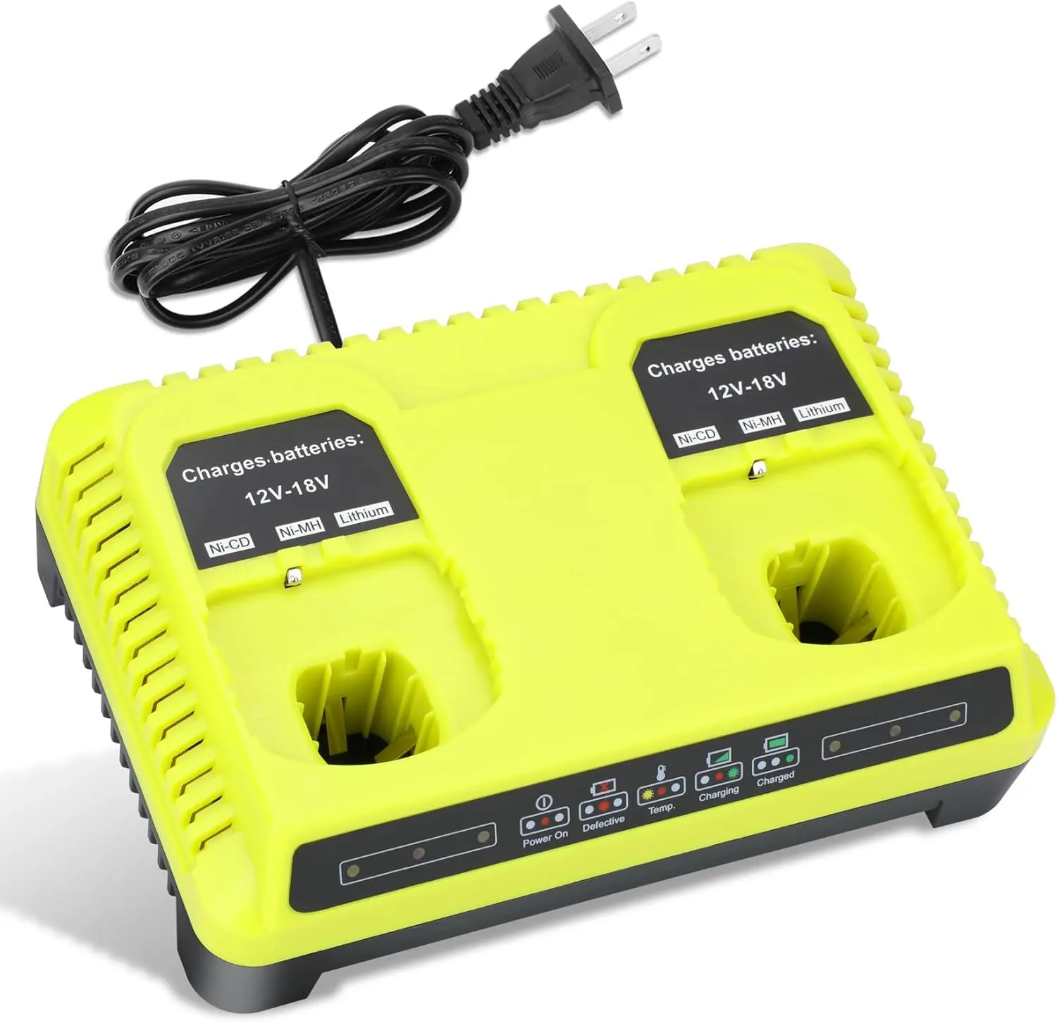 For Ryobi P117 Dual 18V Charger Station, Fast Charging Replacement for Ryobi 18V Battery, P118 Compatible Charger with Safety Protection, Wall Mount Power Tool Charger