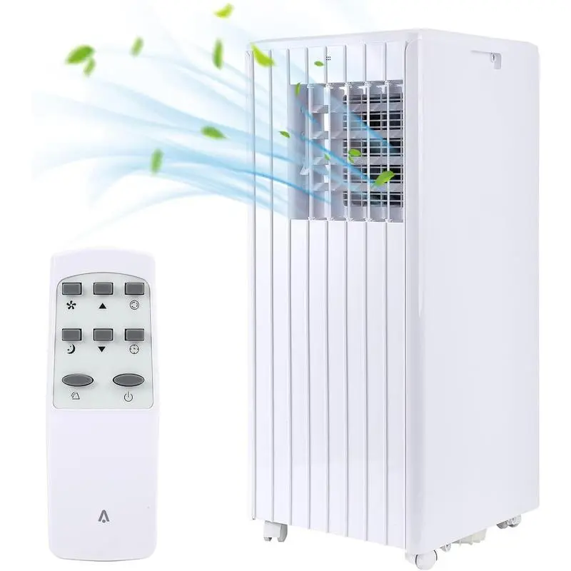 Gaomon 8000BTU Portable Air Conditioner - Built-in Dehumidifier, Fan, 4 Casters, 300 cu m/h Airflow, 350 sq. ft. Coverage, Remote Control, 24H Timer, Window Kit, Convenient Controls, Easy Maintenance, Quiet White Unit for Room, Office, Led Display Screen,