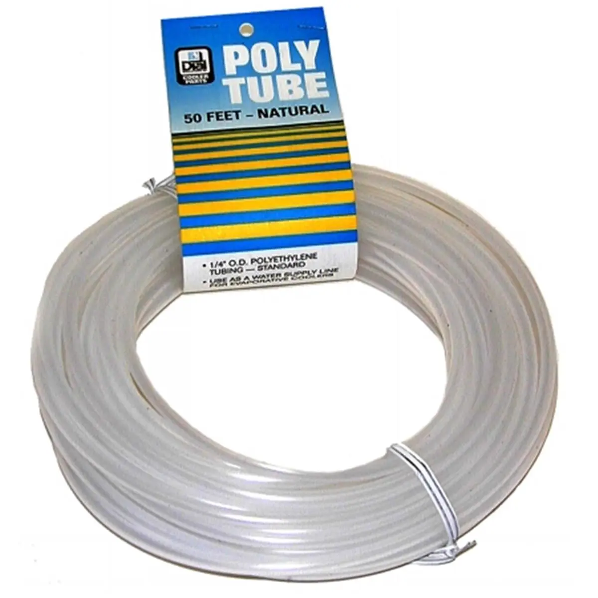 Dial Manufacturing Inc. Natural Poly Tubing - 1/4 O.D., 50 ft Flexible Pipe for Outdoor Home Appliance Water Supply, Run Water to Coolers