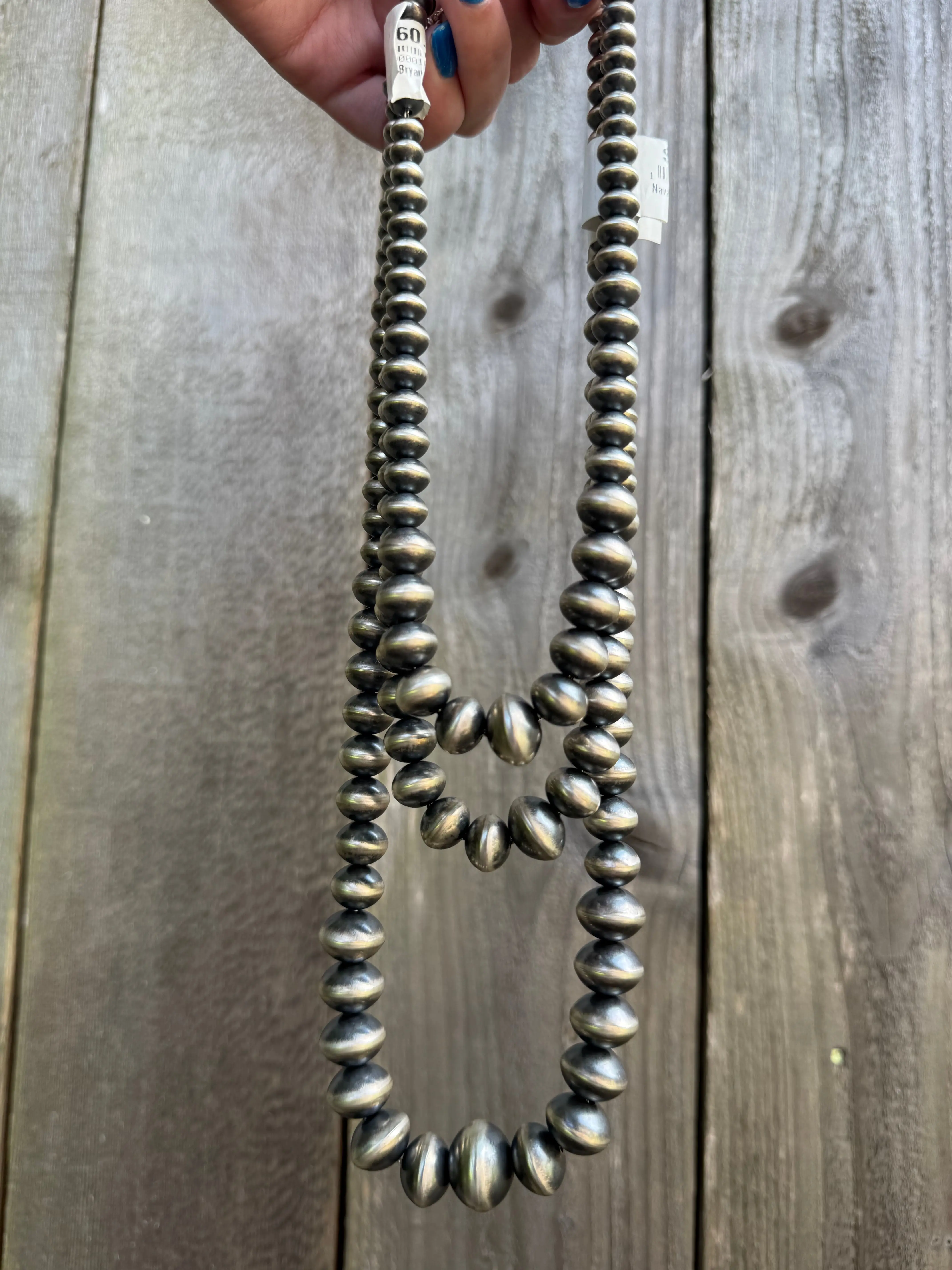 Navajo Pearl Gaduated Sterling Silver Necklace by Bryannen Halwood