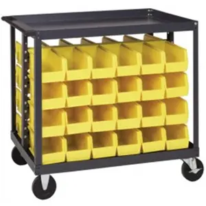 Quantum 4-Rail Metal Mobile Ergonomic Cart, Heavy Duty Accessory Storage Organizer with Casters and Side Ledges, 800 lbs Load Capacity