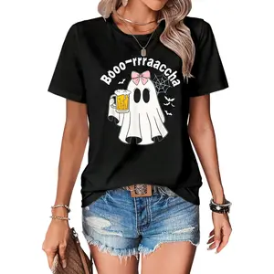100% Cotton Boo-racha Funny Halloween Ghost Beer Design Borracha T-Shirt