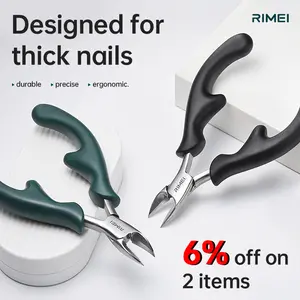 2PCS RIMEI Toenail Clippers, Professional Thick & Ingrown Toe Nail Clippers for Men & Seniors, Pedicure Clippers Toenail Cutters, Super Sharp Curved Blade Grooming Tool Manicure Nail Care Stainless Handle Nail Art Cutics Steel