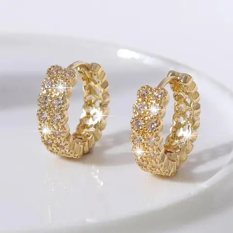 Elegant Rhinestone Decorated Hoop Earrings, Shining Earrings, Fashion Jewelry for Party, Daily Clothing Decor, Trendy All-match & Exquisite Jewelry for Birthday Gift, Fashionable Jewelry