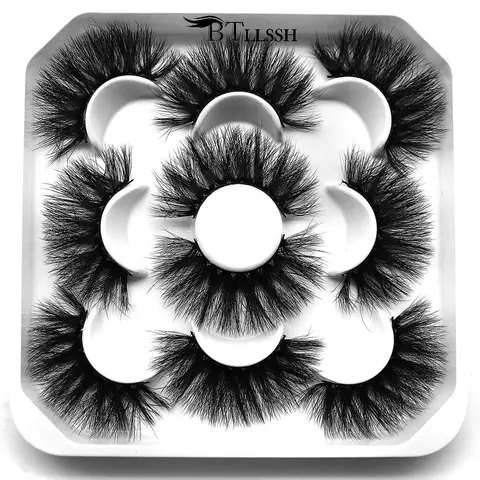 5pairs Thick & Long Natural Curling Wispy Fluffy Cat Eye Feline Lash Look Faux Strip False Eyelashes Makeup Cosmetic, Volumizing & Lengthening Lashes for Eyelash Extensions for Women and Girls Fake Eyelashes