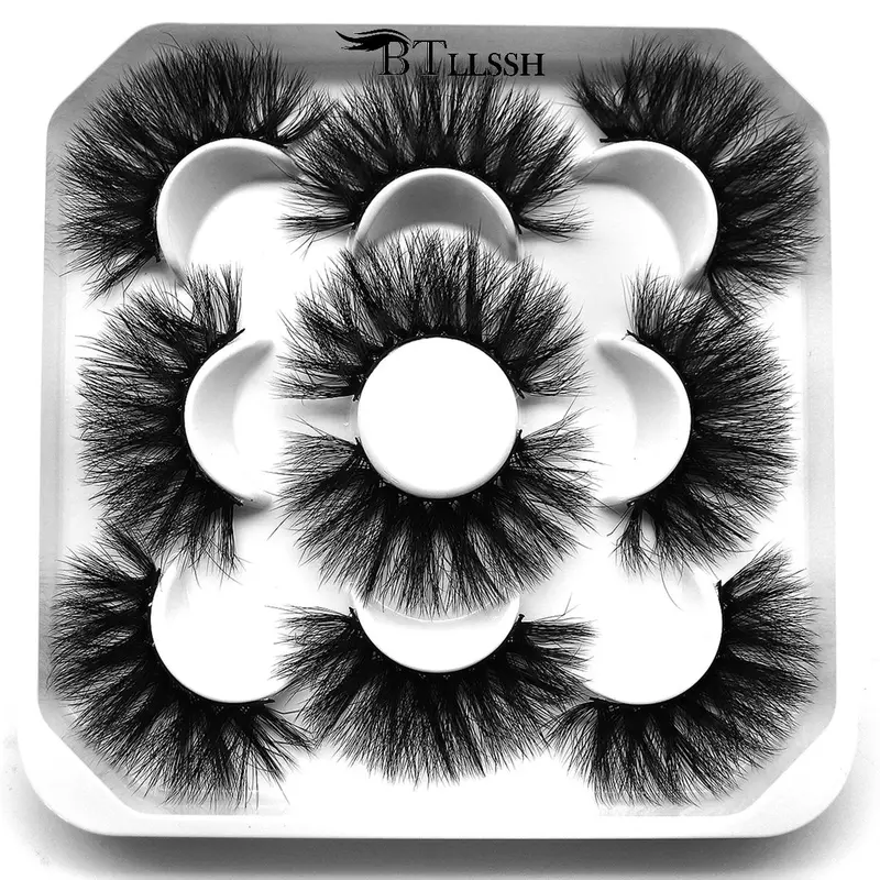 5pairs Thick & Long Natural Curling Wispy Fluffy Cat Eye Feline Lash Look Faux Strip False Eyelashes Makeup Cosmetic, Volumizing & Lengthening Lashes for Eyelash Extensions for Women and Girls Fake Eyelashes