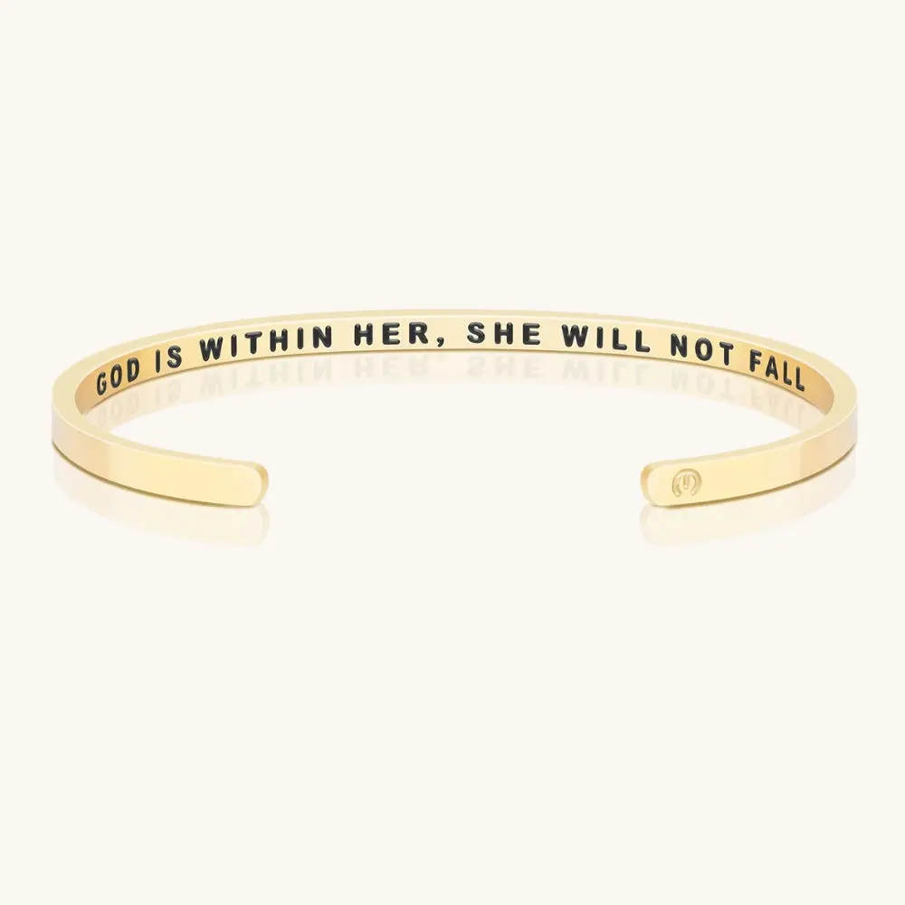God Is Within Her, She Will Not Fall - MantraBand Inspirational Bracelet - Fashion Accessory