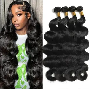 Human Hair  16 18 20 22 Inch  Wave  Human Hair  Unprocessed Brazilian Virgin Weave 4 Bundle  Black for Women Hair Extensions