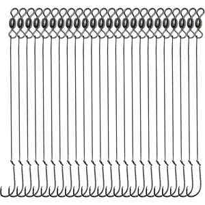 Saltwater Snelled Fishing Hooks with Leader , 24 count Steel Fishing Wire Leaders with Hook Swivel 11.9in Pre-Tied Wire Trace for Saltwater Freshwater Toothy Predators Bluefish Mackerel