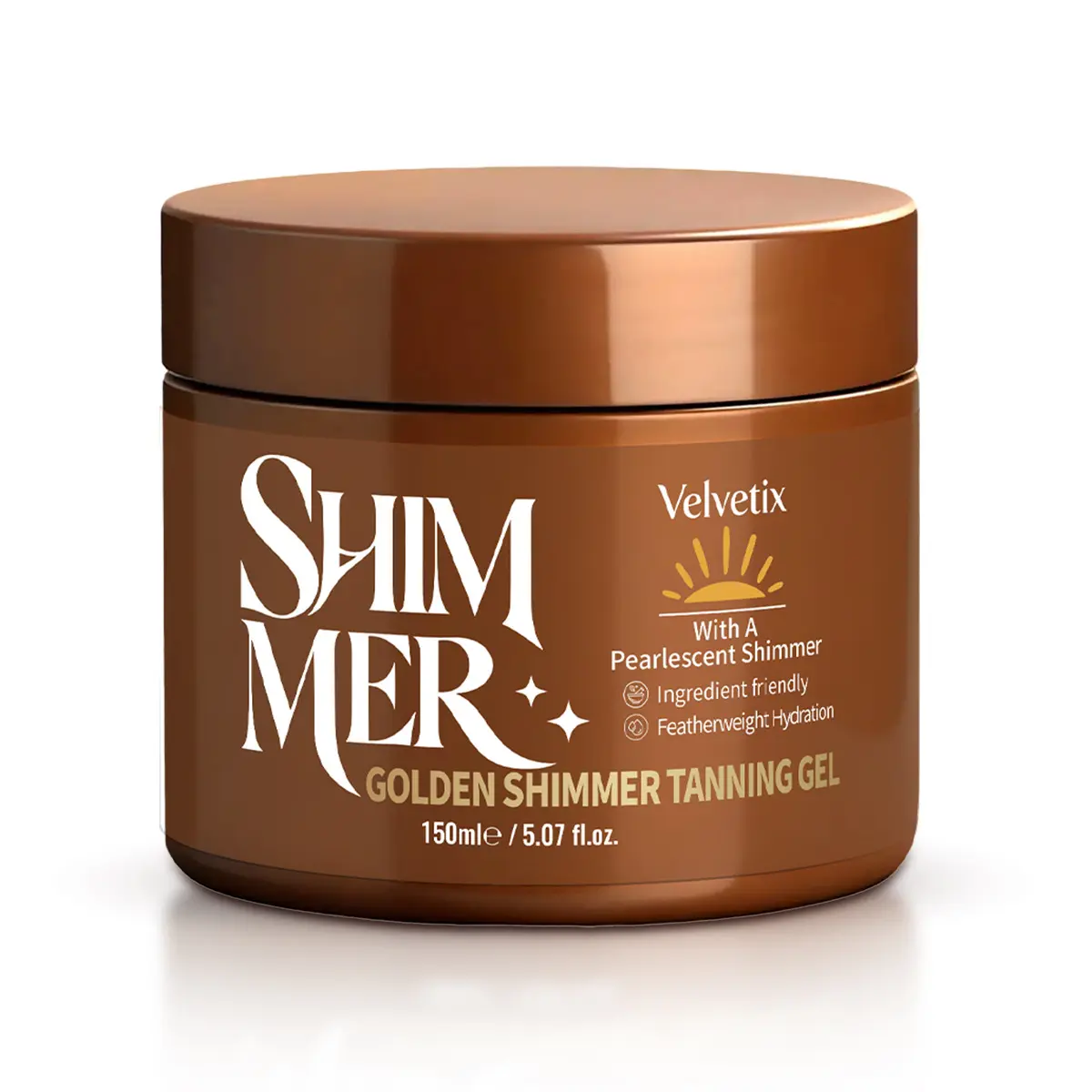 Velvetix Shimmer Tanning Gel | Instant Glow Bronzing Body Gel | Hydrating, Lightweight, Radiant Finish | 5.07 Fl Oz#Summervibes