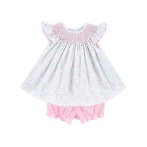 Botanical Beauty Smocked Angel Sleeve Bloomer Set