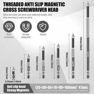 K5 Anti Slip Bit Set 6pcs Impact Resistant Non Slip Bits with High Magnetic Properties for Versatile Drilling Tasks Titanium Alloy Cross Head Secure Grip Reliable Performance