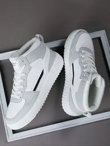 Men's Fashionable Lace Up High Top Sneakers, Sporty Running Fashion, Casual Comfortable Sports Running Shoes, Male All-match Round Toe Shoes for Daily Wear