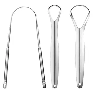 3 PCS Metal Tongue Scraper Set for Adults Stainless Steel Portable Scrapers Durable Easy to Clean Hygienic Design