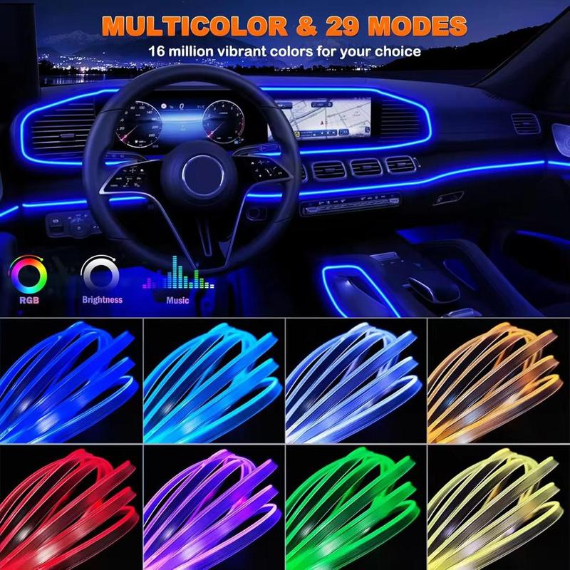 9-in-1 RGB Car Interior Ambient Light Kit – APP & Remote Control, Music Sync, Multicolor LED Lighting
