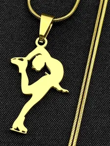 Rhythmic Gymnastics Figure Skating Chain For Women Men Stainless Steel Gold Color Art Dancing Girls Sports Necklace Gift