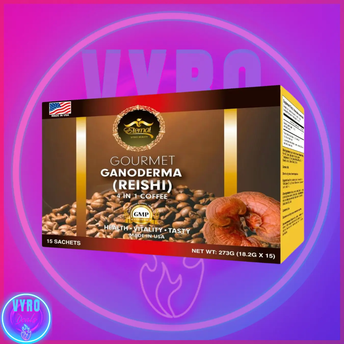 Eternal Spirit Beauty Gourmet Ganoderma Reishi 4-in-1 Coffee Latte with 9g Sugar & Non-Dairy Creamer 15 Sachets