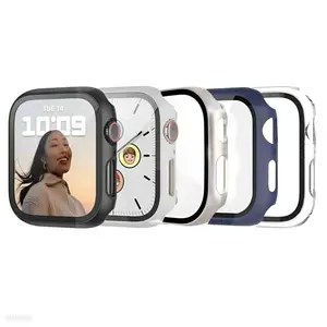 5-Piece PC + Tempered Glass Watch Case Set, Drop-Resistant Fashion Protective Cover, Compatible with Apple Watch Series Ultra/se/10/9/8/7/6/5/4/3/2/1