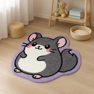 Chinchilla Pattern Non-Slip Soft Rug - Irregular Colored Design for Living Room, Kids Room, Nursery, Home Decor Tufted Weave Soft Polyester room decor