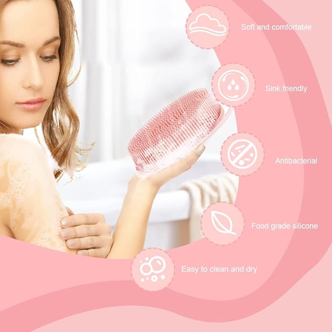 Soft Silicone Body Scrubber 2‑Pack 2‑in‑1 Silicone Shower Loofah & Exfoliating Body Brush for Sensitive Skin Gentle Exfoliation Deep Clean & Rich Lather Hygienic Quick‑Dry Spa Bath Accessory