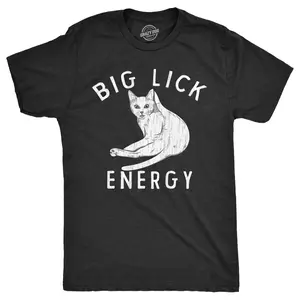Mens Funny T Shirts Big Lick Energy Sarcastic Kitten Graphic Novelty Tee for Men Mens Funny T Shirts Cool Vintage Fashion T-Shirt Gift Classic Menswear Sarcastic Apparel for Men Funny Cat Short Sleeve Novelty Black -