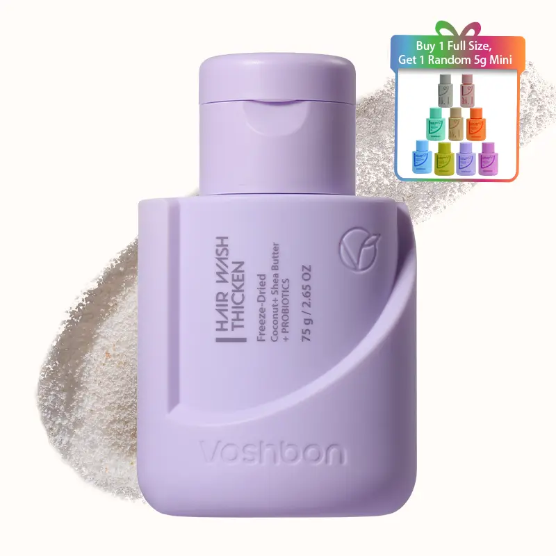 Voshbon Thicken Freeze-Dried Hair Wash | Volume Boost Shampoo for Fine Hair | Travel Essentials TSA Approved | Probiotic Scalp Care & Hair Growth