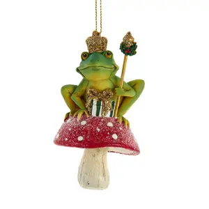 Traditional Frog on Mushroom Ornament