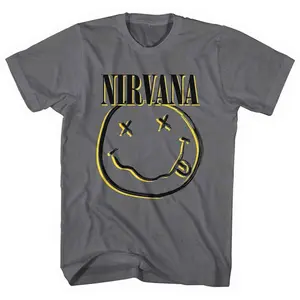 Nirvana Inverse Smile Grey Official Tee T-Shirt Mens Menswear Top Underwear Tshirt