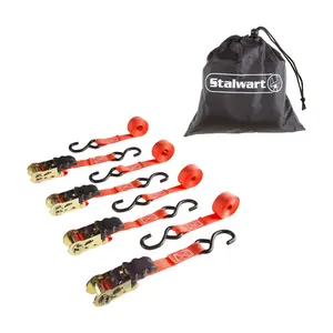 Stalwart 4-PK Ratchet Tie-Down Straps 1500lb Break Strength Stalwart 4-PK Ratchet Tie-Down Straps 1500lb Break Strength