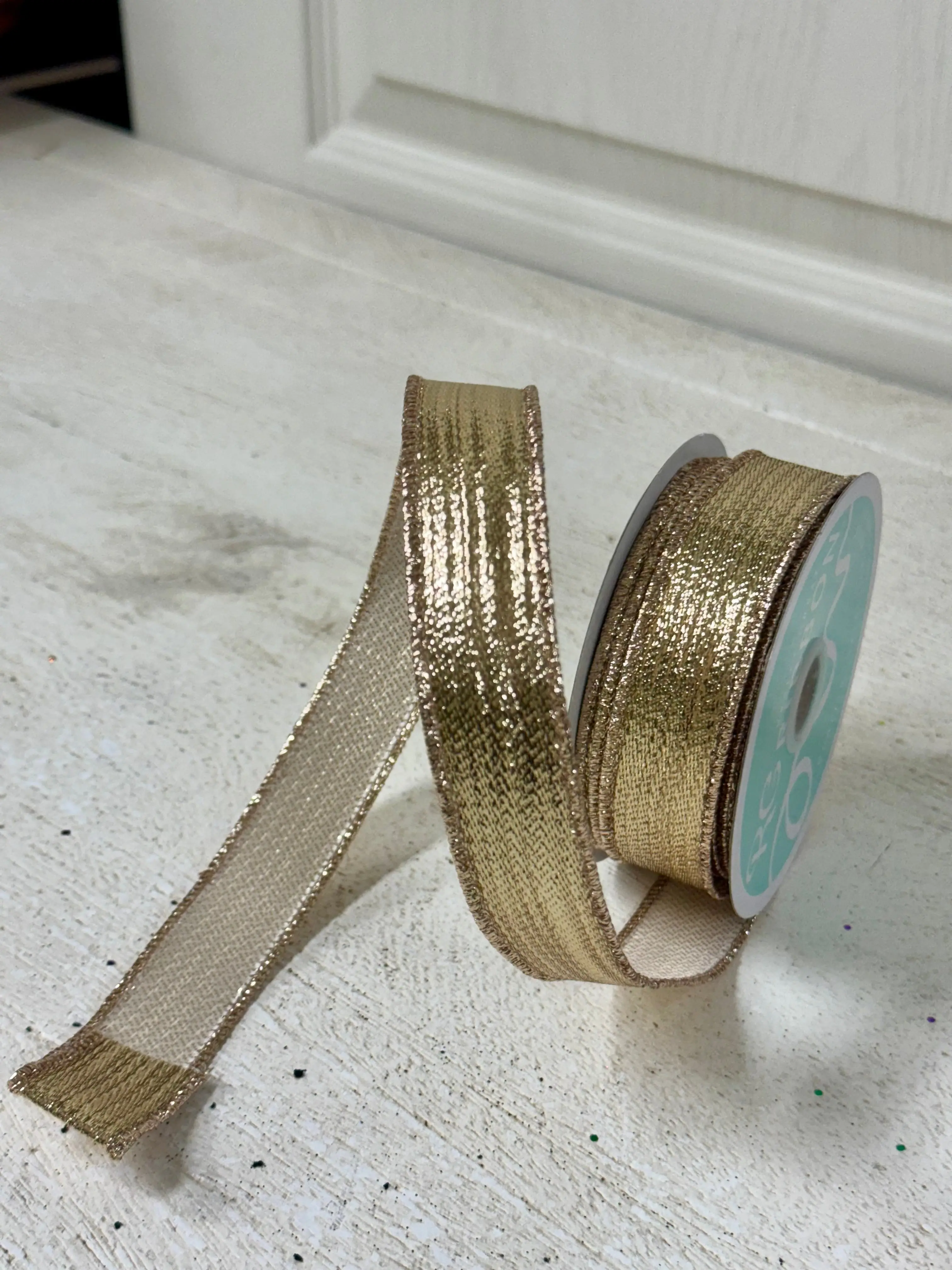 7/8 Inch By 10 Yard Champagne Gold Ribbon