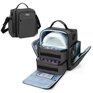 BAFASO Nail Polish Organizer Holds 48 Bottles (15ml - 0.5 fl.oz) and a Nail Lamp, Large Nail Polish Case with 2 Removable Pouches and Multiple Storage Sections (Patented Design)