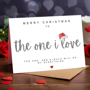 1pc Elegant Christmas Cards with Envelopes - Minimalist Holiday design, Personalizable Message Space, High-Quality Paper - for Couples, Family, Friends - Perfect Christmas Gift, Ideal for Partners, Spouses, Loved Ones, Custom Message Card