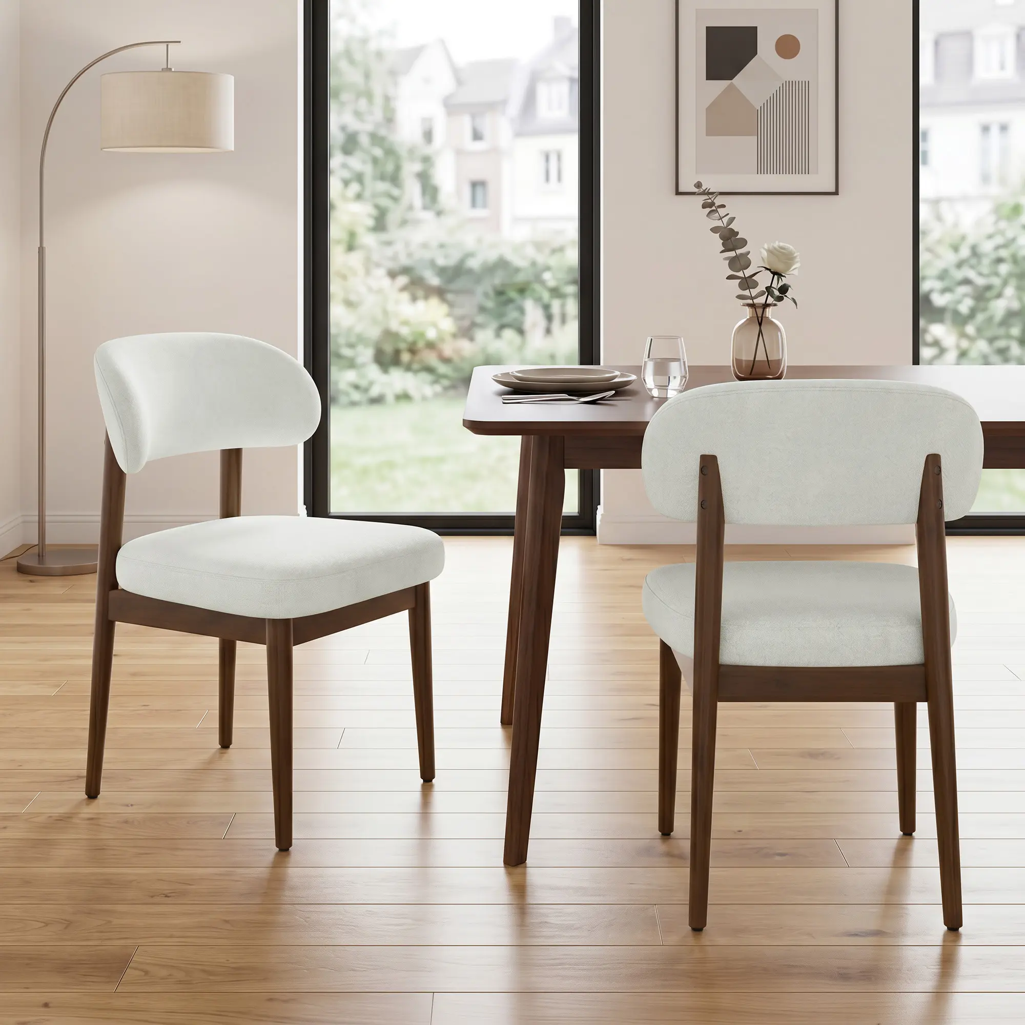 Ergonomic Chenille Dining Chairs Set of 2 – Breathable, Soft Fabric with Plush Cushioning, Quiet Floor Glides, Easy Assembly for Home, Kitchen & Living Room