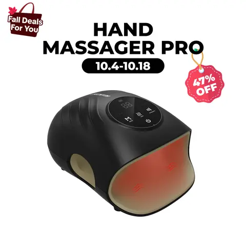 CINCOM Cordless Portable Hand Massager - Compact 4-Mode Hand Relief Device with Display, Heat Control, Advanced Airwave Technology, 6 Heat Levels, Battery-Powered for Blood Circulation Massage Devices