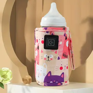 Portable Heated Bottle Warmer for Babies - Fast, Safe & Adorable Cat Print| Must-Have for Parents!