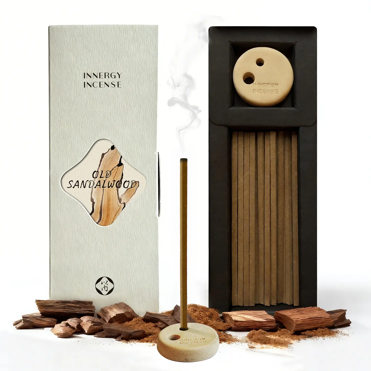 Old Sandalwood Incense Sticks – All Natural Home Fragrance, No Bamboo Core, 50 Count – Innergy