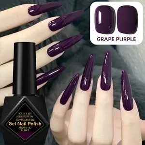 FOURLILY 10ml Grape Purple Gel Nail Polish Soak Off UV LED Nail Gel for Glossy & Matte Nail Art Design Long Lasting Gel Nail Varnish for DIY Salon Quality Manicures Perfect for Spring and Summer Nail Looks Ideal Gift for Women