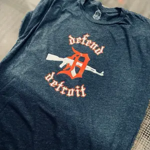 Defend Detroit | Shirt - Heathered Navy Graphic Tshirt Casual wear - unisex