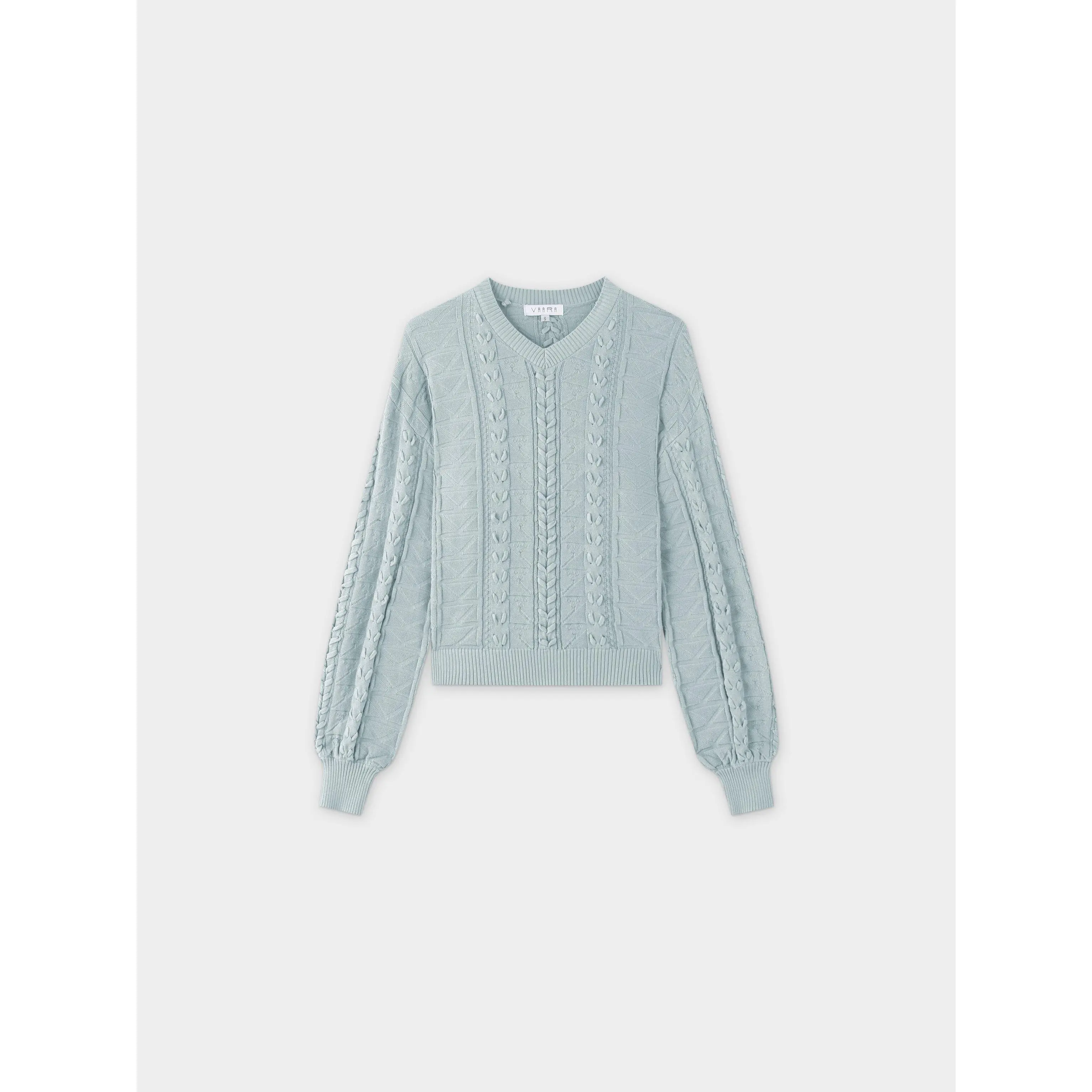 Cross Stitch Sweater-Heathered Blue