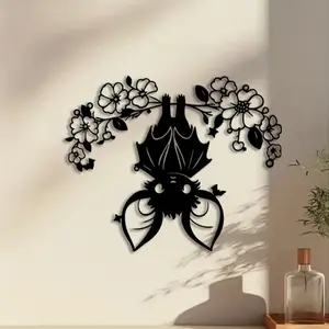 1pc Bat Metal Wall Art, Halloween Mural, Perfect for Patio Wall, Halloween Decor, Ideal Gift for Horror Fans, Rust-Resistant Metal, Vintage Wall Art