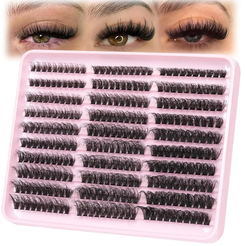Individual False Eyelashes, 300pcs/box Natural Look Eyelash Extensions, Self Grafting Curl Eyelashes for Eye Makeup Enhancement, Eyelash Falsies, Eyelash Enhancing, Fluffy Eyelash Clusters, Lash Clusters Kit, Cosmetic, DIY False Eyelashes Kit Set